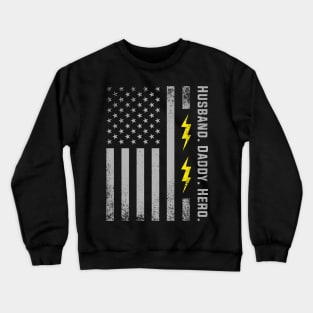 Vintage Patriotic Electrician Dad American Flag Crewneck Sweatshirt